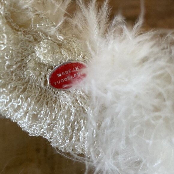 Vintage 1960s Womens White Maribou Feather Beret Mod Twiggy Twee Cloud Hat - Picture 11 of 11